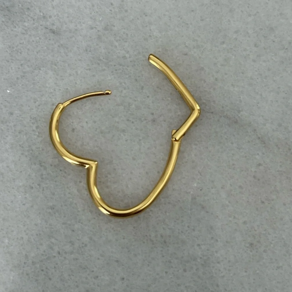 Gold Heart Shaped Hoop Earrings Brand New